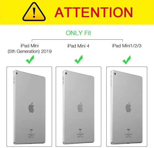 Vista 5 de Funda para iPad Mini, funda para iPad Mini 1, 2, 3, 4, 5, funda de piel sintética, funda inteligente con soporte y encendido automático para iPad