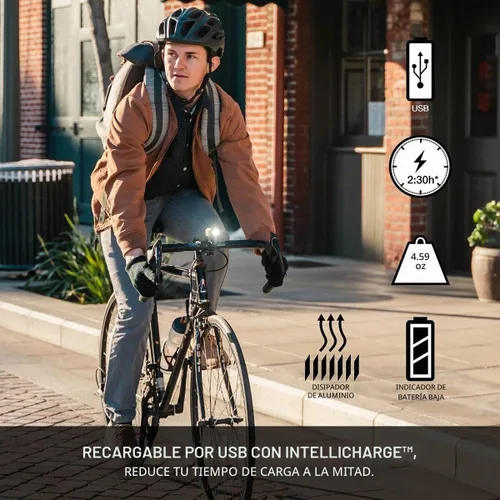 Vista 4 de NiteRider Lumina Micro 650 + Vmax+ 150 Combo de luces para bicicleta LED recargable por USB, conjunto de luces LED para bicicleta delantera
