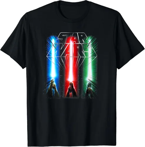 Vista 2 de Star Wars Camiseta clásica Epic Lightsables Jedi Force Logo, Negro