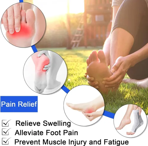 Vista 4 de Calcetines de neuropatía para mujeres y hombres, calcetines calmantes, tobillera, alivio de la fascitis plantar