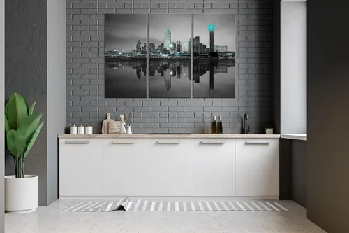 Vista 3 de Dallas City - Lienzo decorativo para pared, diseño de horizonte de Texas, decoración de pared en blanco y negro, póster con imagen de paisaje