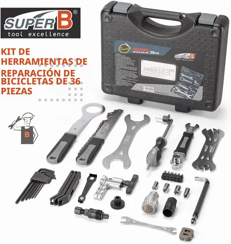Vista 4 de Super B Juego de herramientas de bicicleta - Kit de reparación de bicicletas con estuche de transporte - Herramientas de mantenimiento de bicicletas