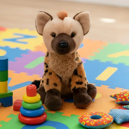 Vista 4 de The Petting Zoo Hyena - Animal de peluche, regalos para niños, animales salvajes del zoológico Onez, juguete de peluche de hiena de 12 pulgadas