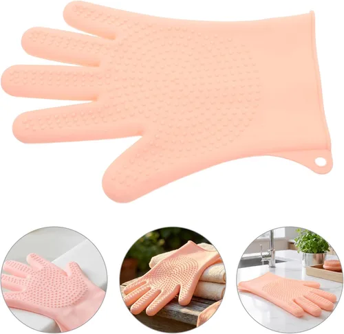 Vista 8 de PET Bathing Glove for Easy One Hand Use, Silicone Pink