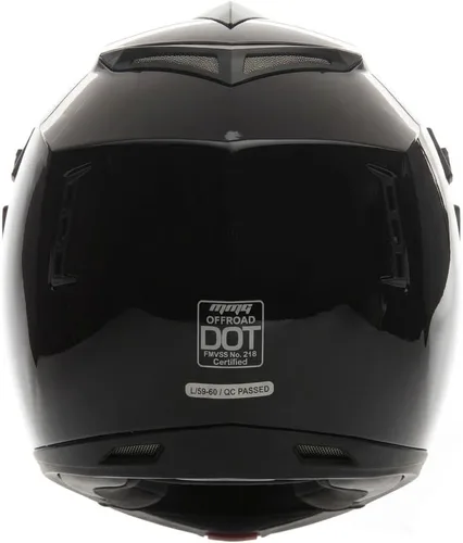 Vista 3 de MMG Casco de motocicleta para adultos (modelo 30) – todoterreno MX ATV Dirt Bike Motocross UTV – negro brillante