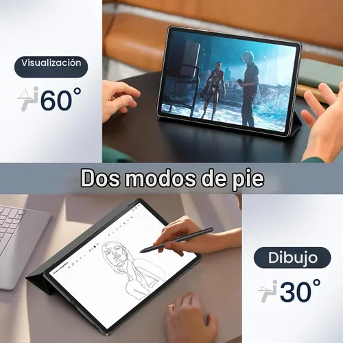 Vista 5 de JETech - Funda para Samsung Galaxy Tab S10 Lite/S10 FE/S9 FE 10.9", color negro Parte trasera translúcida delgada, soporte de tres pliegues