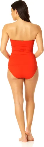 Vista 3 de Anne Cole Top de natación tipo tankini con nudo frontal fruncido para mujer