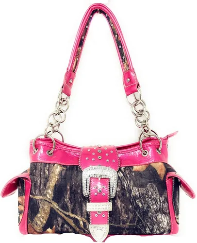 Vista 2 de Cartera de hombro con hebilla de camuflaje para mujer, multicolor