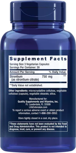 Vista 2 de Life Extension Strontium Caps 750 mg - Suplemento para la salud ósea - Apoya la densidad del tejido óseo y promueve el envejecimiento óseo saludable