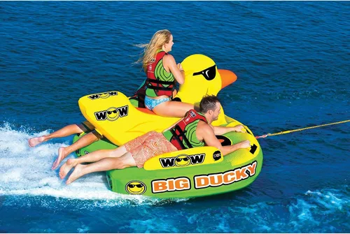 Vista 3 de WOW Sports Tubo de cubierta remolcable Big Ducky para navegación - 1-3 personas 510 libras de capacidad - Tubo inflable para deportes acuáticos