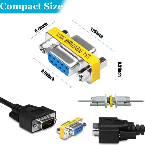 Vista 6 de Paquete de 6 adaptadores serie RS232 de 9 pines DB9 hembra a hembra acoplador DB9 hembra a macho conector macho a macho Mini cambiador de género