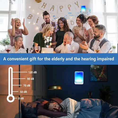 Vista 4 de Timbre de puerta con 7 colores de luz brillante y 4 volúmenes, timbres inalámbricos de 600 pies, en el hogar/oficina, adecuado para personas