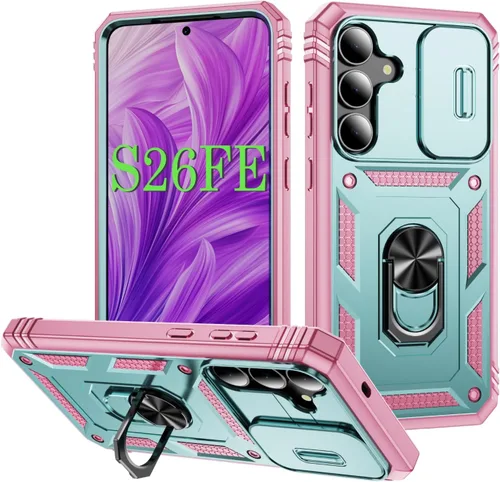 Vista 254 de PASNEW Funda militar para iPhone 13 Pro Max, cubierta de cámara deslizante y soporte de anillo de metal de 360°, carcasa rígida multicapa resistente