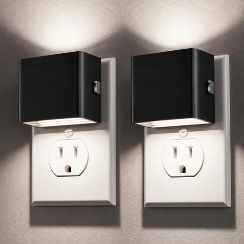 Vista 13 de L LOHAS - Luz nocturna LED enchufable a la pared, sensor de atardecer a Negro