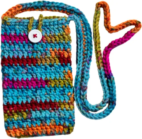 Vista 2 de Crochet Crossbody Cell Phone Holder Sleeve Small Purse for Women