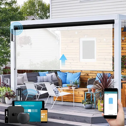 Vista 7 de SmartWings Persianas motorizadas para exteriores para patio, compatibles con materia, Homekit, Z-Wave, Alexa, Google, persianas enrollables