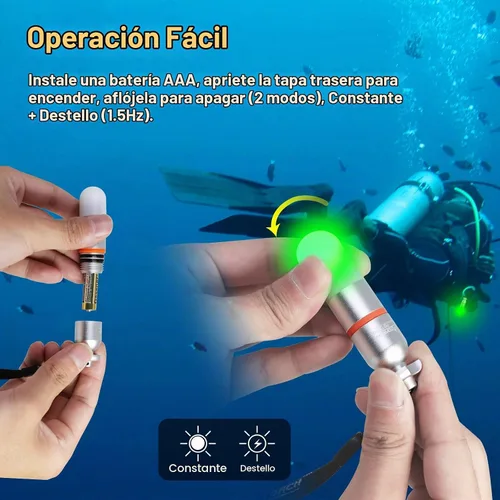 Vista 3 de ORCATORCH SD01PRO Luz de señal de buceo mejorada y brillante, baliza sumergible Mini marcador de tanque con modos constantes y parpadeantes