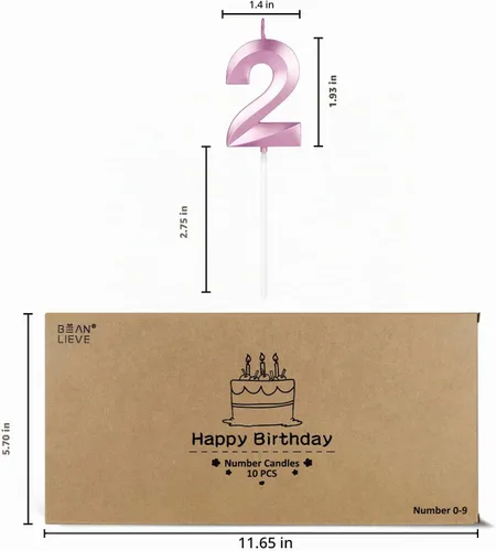 Vista 4 de BEAN LIEVE Velas numéricas de cumpleaños – Velas numéricas para pastel de cumpleaños número 0 1 2 3 4 5 6 7 8 9 utilizado para decoración de Oro rosa