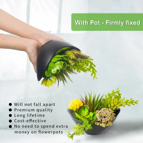 Vista 11 de Plantas suculentas artificiales en maceta de 7.2 pulgadas