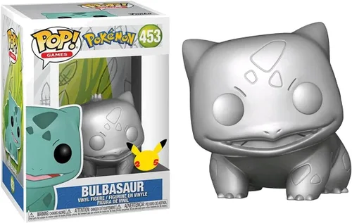 Vista 6 de Bulbasaur (plateado metálico) Funko Pop! Figura de vinilo (paquete con funda protectora compatible con caja Pop Box)