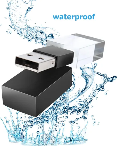 Vista 3 de Memoria USB impermeable cristalina transparente de la luz del rectángulo LED de 8GB - Impulsión de la pluma del regalo