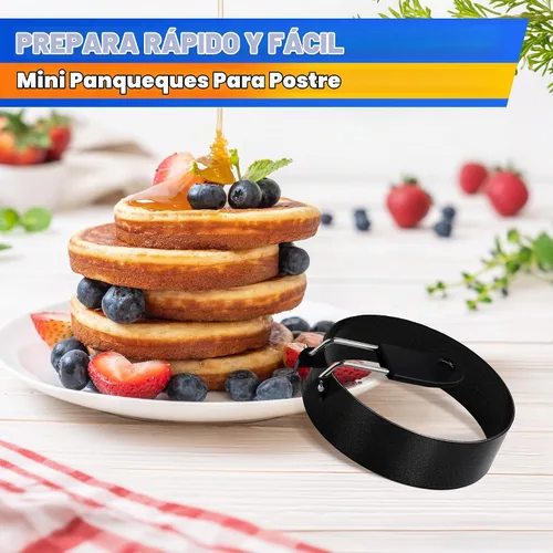Vista 8 de 2 anillos de huevo para freír huevos, molde redondo de acero inoxidable de 2.89 pulgadas, mango plegable, resistente al calor y no deformable