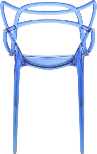 Vista 4 de LeisureMod Milan - Silla moderna con diseño de alambre (juego de 2), color azul