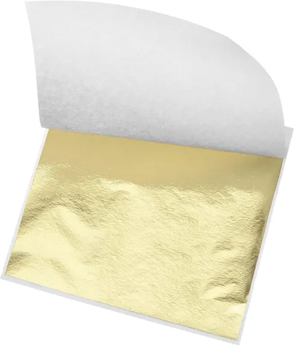 Vista 19 de MECCANIXITY Hoja de hoja dorada, papel de hoja negra, 3.3 x 3.1 pulgadas para decoración artística, esculturas, pintura, paquete de 100