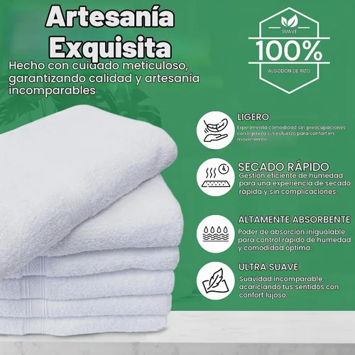 Vista 6 de Towels N More Paquete de 12 toallas de mano de 15 x 25 pulgadas, bucles de algodón hilado en anillo de 100% algodón, altamente absorbentes