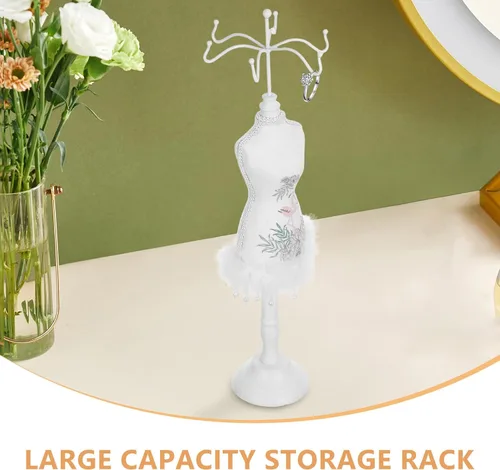 Vista 3 de SUPVOX Jewelry Stand Mannequin Figure Large Necklace Rack Display Tower with Earrings and Headband Organizer for Home Decor and Product Photography