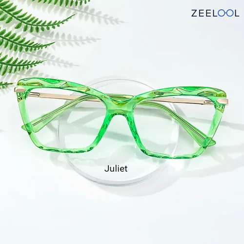 Vista 2 de Zeelool Gafas de bloqueo de luz azul ojo de gato de cristal para mujer Juliet VFP0270, Vfp0270-09 Verde