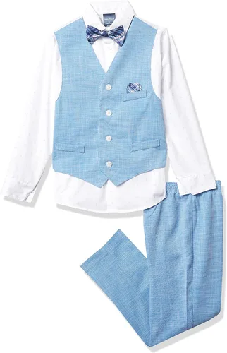 Vista 7 de Nautica Conjunto formal Legacy de 4 piezas para niños, incluye chaleco, pantalones, camisa de vestir y corbata Chaquetón