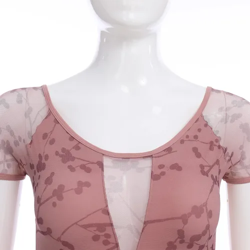 Vista 27 de AFAVOM Leotardos de ballet para mujeres adultas con estampado de flores de mariposa sin espalda, leotardos de gimnasia con brasier y prácticas