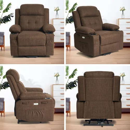 Vista 8 de Polar Aurora Silla elevadora eléctrica para ancianos, silla reclinable eléctrica con masaje térmico y vibratorio, silla de sala de estar