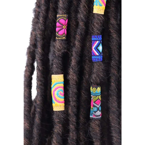 Vista 5 de Tubos de cuentas de rastas de tela, accesorios para el cabello, 24 piezas, estilo variado (varios colores)