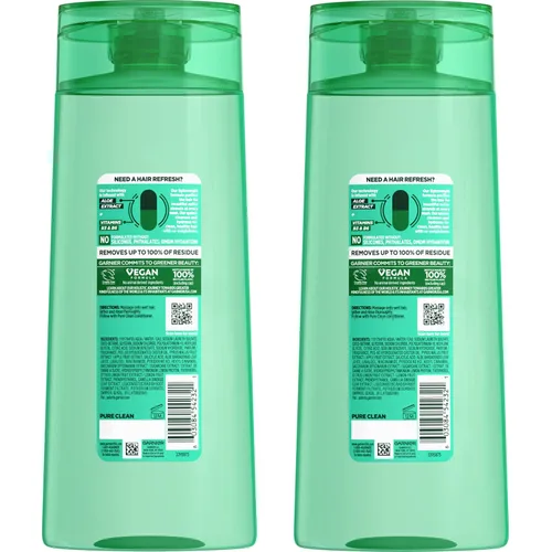Vista 2 de Garnier Fructis Pure Clean Champú purificador, sin silicona, 22 onzas líquidas, 2 unidades (el embalaje puede variar)