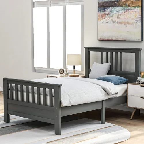 Vista 12 de Polibi Cama de plataforma de tamaño matrimonial con nido individual y estantería, cama de plataforma de almacenamiento de madera con cabecera