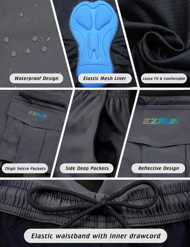Vista 4 de EZRUN - Pantalones cortos de ciclismo de montaña acolchados 3D para hombre
