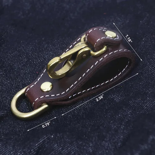 Vista 3 de Clip para llaves de cintura de cuero de grano superior hecho a mano para hombres