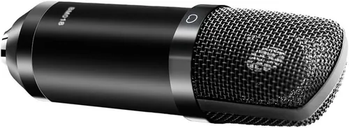 Vista 2 de SUUNTOK XLR Micrófono de condensador de grabación para PC, computadora en casa, estudio, cardioide, podcast, kit de micrófono para transmisión Negro