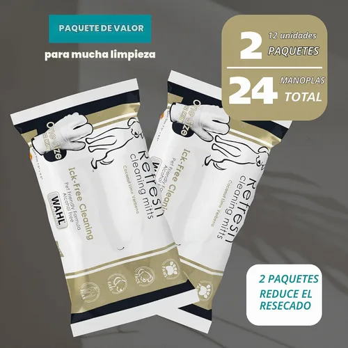 Vista 5 de Wahl Refresh - Manopla de limpieza para perros, toallitas para perros, coco y lima, 24
