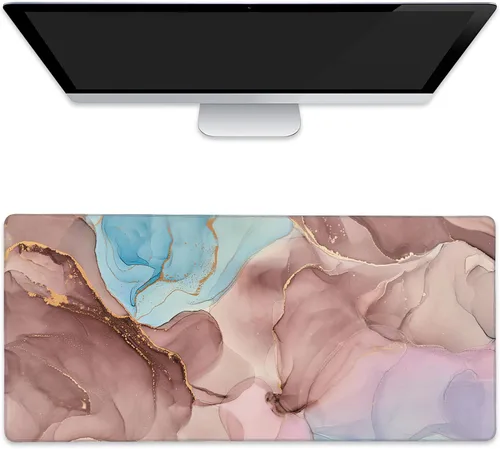 Vista 13 de Alfombrilla de mouse extendida para juegos con gatos coloridos con bordes cosidos, base de goma antideslizante, alfombrilla de mouse para teclado