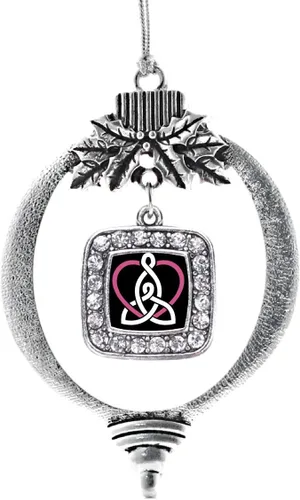 Vista 37 de Inspired Silver - Nana púrpura - Adorno de Navidad plateado - Adorno cuadrado para árbol de Navidad con circonita cúbica - Decoración colgante