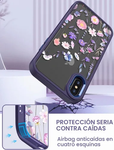 Vista 7 de Dretal Funda para iPhone X, iPhone Xs, de grado militar, parte trasera dura y borde suave, funda protectora de teléfono para mujeres y niñas con 2