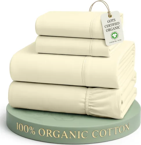 Vista 41 de LANE LINEN - Juego de 2 sábanas de fibras largas 100 % algodón orgánico, percal de fibras largas, ultrasuave y transpirable, para colchones de hasta