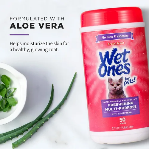 Vista 3 de Wet Ones Toallitas refrescantes para gatos con aloe vera, frescas