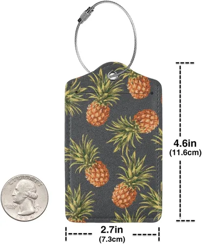 Vista 4 de Gocerktr Etiqueta de viaje retro de piña tropical para hombres y mujeres, etiquetas de piel sintética para bolsa de viaje, maleta con cubierta