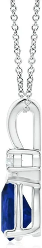Vista 58 de Angara Colgante de lágrima de zafiro azul natural con diamante en plata/oro macizo de 14 quilates/platino Cumpleaños, compromiso, aniversario