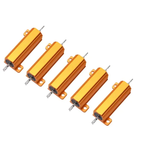Vista 9 de 5pcs 50W 1 OHM aluminio alojado alambre herido resistencia tono oro