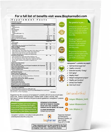 Vista 9 de Biopharma Scientific NanoGreens + Polvo de verduras probióticas